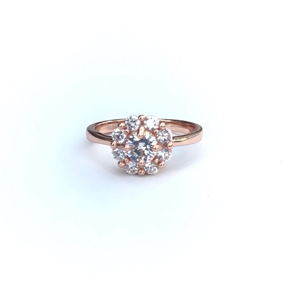 Rose Gold Plated Clear CZ Sterling Silver Ring - Picture 5 of 8